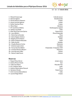 Listado de Admitidos para el Pipiripao Etnosur 2016 Reservas