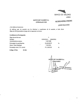 Page 1 BANCO DE VALORES ANEXO BANCO DE VALORES S.A.