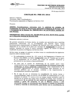 CIRCULAR No. PRH-351-2016 - Ministerio de Relaciones