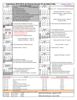 Calendario 2015-2016 del Distrito Escolar 91 de Idaho Falls