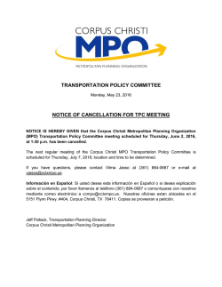 transportation policy committee notice of cancellation for tpc meeting
