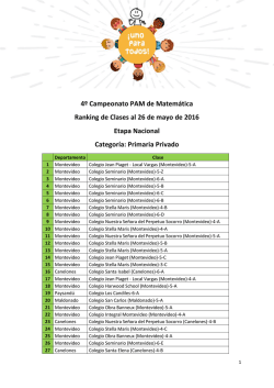 4º Campeonato PAM de Matemática Ranking de Clases al 26 de