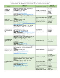 listado de agencias y líneas navieras que ofrecen el servico de