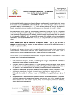 Sogamoso- Boyacá- Listado Admitidos y No Admitidos Preliminar