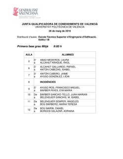 Primera fase grau Mitjà 9:00 h