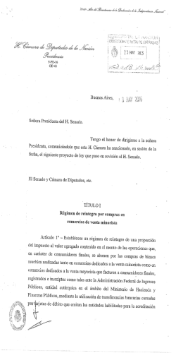 el proyecto de ley para reintegrar un porcentaje del