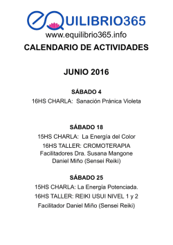 www.equilibrio365.info CALENDARIO DE ACTIVIDADES JUNIO 2016