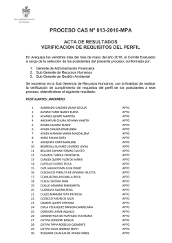 proceso cas nº 013-2016-mpa - Municipalidad Provincial de Arequipa