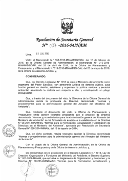 Resolución de Secretaría General N° 037-2016