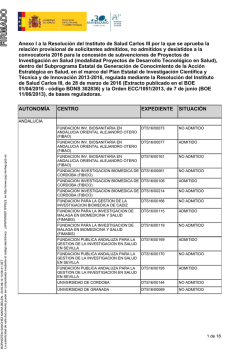 Anexo I a la Resolución del Instituto de Salud Carlos III por la que se