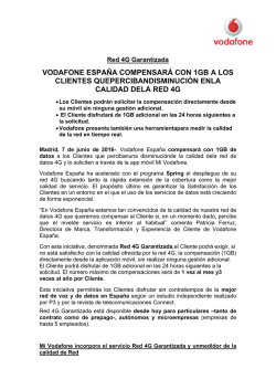 VODAFONE ESPAÑA COMPENSARÁ CON 1GB A LOS CLIENTES