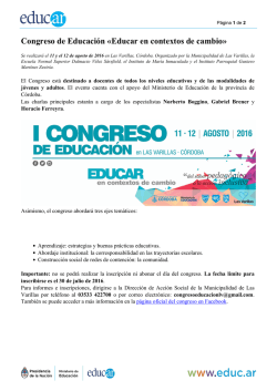 Congreso de Educación «Educar en contextos de cambio»