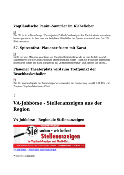 VA-Jobbörse - Stellenanzeigen aus der Region - Vogtland