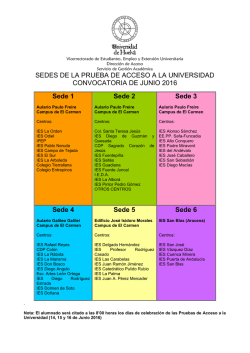 SEDES DE LA PRUEBA DE ACCESO A LA UNIVERSIDAD
