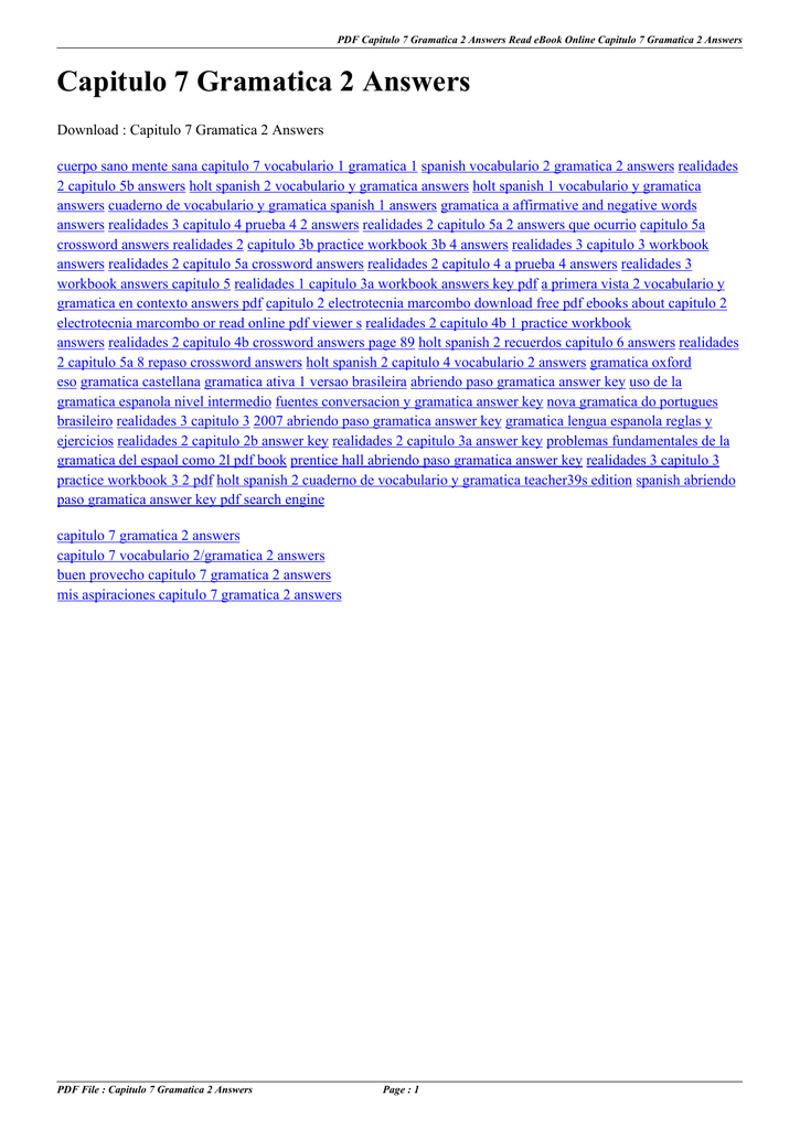 Capitulo 7 Gramatica 2 Answers