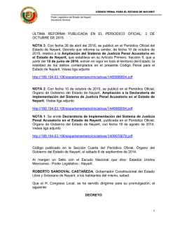 Vigente. Código Penal para el Estado de Nayarit.