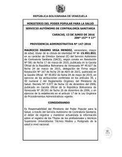 providencia n° 147-2016 normas que regulan el otorgamiento de