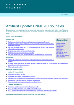 Antitrust Update: CNMC & Tribunales - Online Services