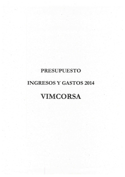 Page 1 PRESUPUESTO INGRESOS Y GASTOS 2014. VIMCORSA