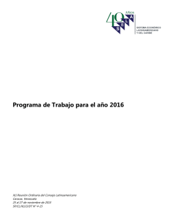 Programa de Trabajo para el año 2016