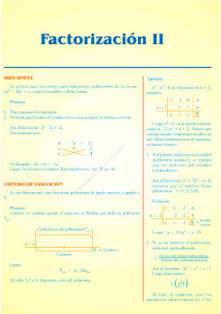 Page 1 Factorización II ASPA SIMPLE Se utiliza para factorizar