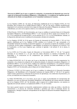 Proyecto de ORDEN por la que se regulan la evaluación y la