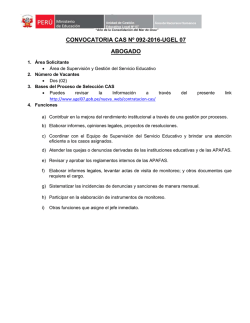 CONVOCATORIA CAS Nº 092-2016