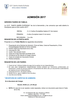 admisión 2017 - Colegio Santa María Eufrasia