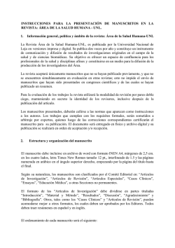 INSTRUCCIONES PARA LA PRESENTACIÓN DE MANUSCRITOS