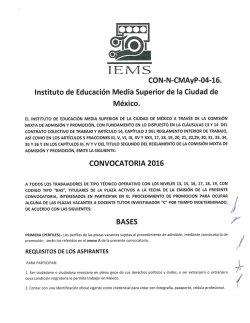 Convocatoria CON-N-CMAyP-04-16 - Instituto de Educación Media