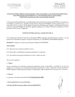 CONVOCATORIA Núm. INAES-INT-005-16