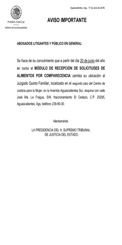 aviso importante - Poder Judicial de Estado de Aguascalientes