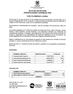 Acta de selecci&oacute;n - Orquesta Filarm&oacute;nica de Bogot&aacute;