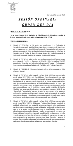 Orden del Día 29/06/2016 - Junta Municipal de Asunción