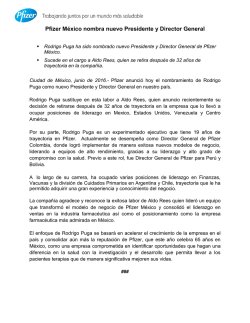 Pfizer México nombra nuevo Presidente y Director General