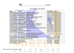 ISBN TÍTULO EDITORIAL TIPO 9788468020167 LENGUA
