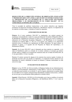 Resolución de la Dirección General de Ordenación, Innovación y
