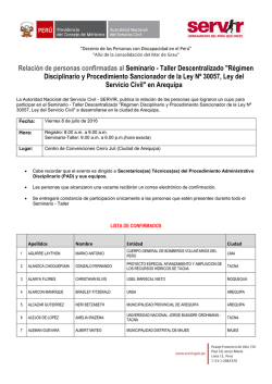 Relación de personas confirmadas al Seminario - Taller