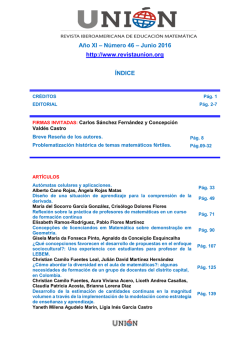 Año XI – Número 46 – Junio 2016 http://www.revistaunion.org ÍNDICE