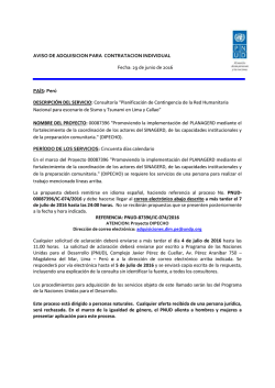 Aviso convocatoria - Procurement Notices