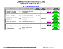 LICENCIATURA EN DERECHO (SUAyED) HORARIOS SEMESTRE