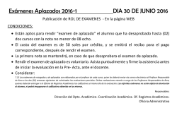 Exámenes Aplazados 2016-1 DIA 30 DE JUNIO 2016