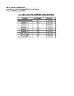 lista de certificados de expedidores