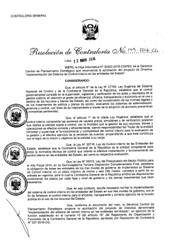 Directiva N&deg; 013-2016-CG/GPROD, para la implementaci&oacute;n del