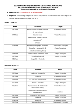 Bajar Cronograma del IV Encuentro de Monaguillos 2016