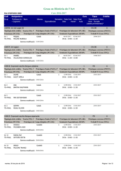 Horaris i calendari d`exàmens del Grau d`Història de l`Art