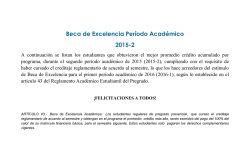 Beca excelencia 2015- 2 a aplicar en 2016-1