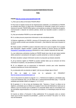 Preguntas y respuestas más frecuentes sobre la Convocatoria