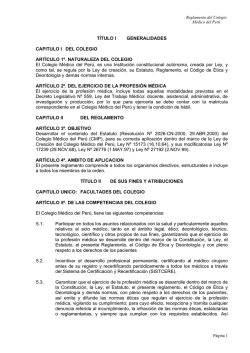 Reglamento del CMP - Colegio Médico del Perú