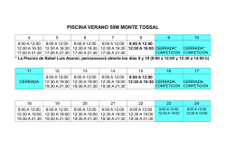 Horarios baño libre piscina Monte Tossal